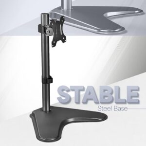 VIVO Single Monitor Desk Stand, Holds Screens up to 32 inch Regular and 38 inch Ultrawide, Freestanding VESA Steel Mount Base, Adjustable Height, Tilt, Swivel, Rotation, Black, STAND-V001H