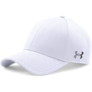 under armour men's curved brim stretch fit cap, white/graphite, large/x-large