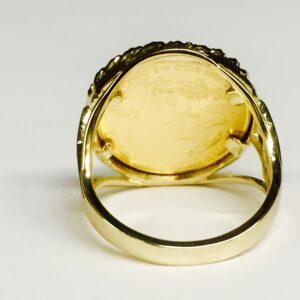 22 Kt 1/10 Oz Lady Liberty Coin In 14 Kt Solid Yellow Gold Ladies Coin Ring 19Mm -Random Year Coin