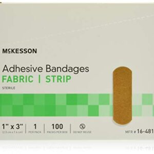 McKesson Adhesive Bandages, Sterile, Fabric Strip, 1 in x 3 in, 100 Count, 3 Packs, 300 Total