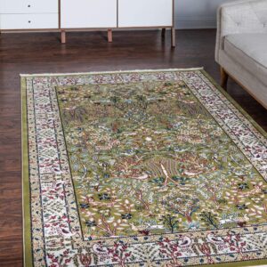 Unique Loom Narenj Collection Area Rug - Bristol (5' 3" x 8' Rectangle, Green/ Ivory)