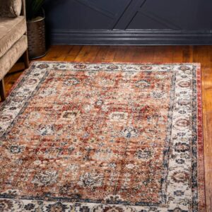 Unique Loom Utopia Collection Traditional Classic Vintage Inspired Area Rug with Warm Hues, 8' x 10' Rectangle, Terracotta/Blue