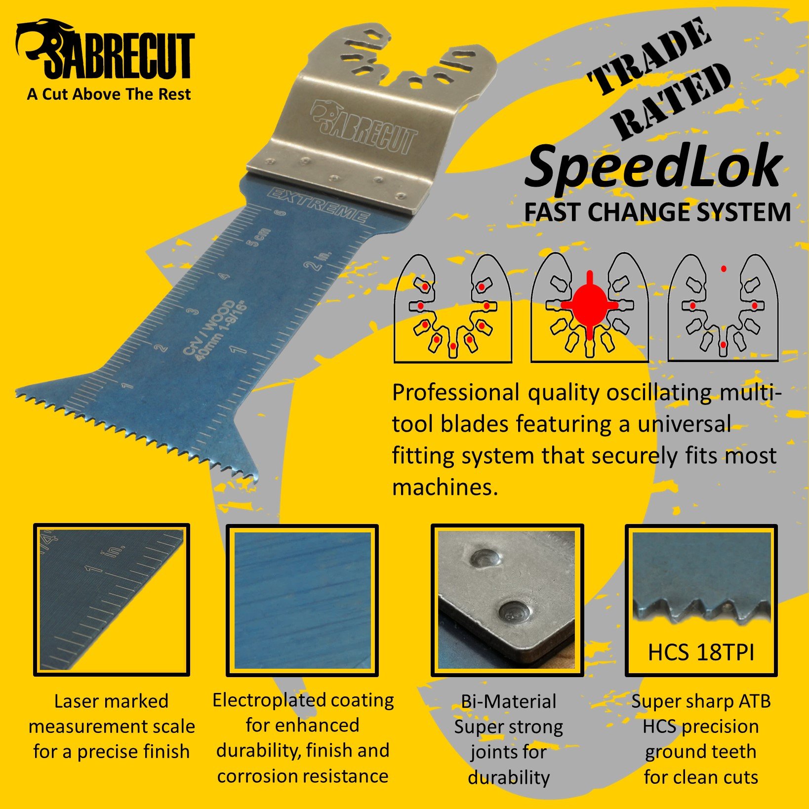 14 x SabreCut BB_SPK14 Premium Fast Fit OMT Mix Blades Case Set Compatible with Dewalt Bosch Fein (Non-StarLock) Makita Milwaukee Craftsman Ryobi Rockwell (HyperLock) Porter Cable Accessories