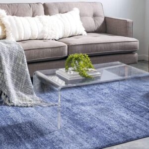 Unique Loom Del Mar Collection Area Rug - Lucille (9'x 12' Rectangle, Navy Blue/ Ivory)