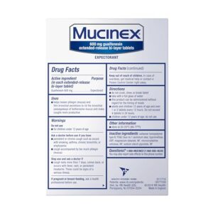 Chest Congestion, Mucinex 12 Hour Extended Release Tablets, 68ct, 600 mg Guaifenesin Relieves Chest Congestion Caused by Excess Mucus, #1 Doctor Recommended OTC Expectorant