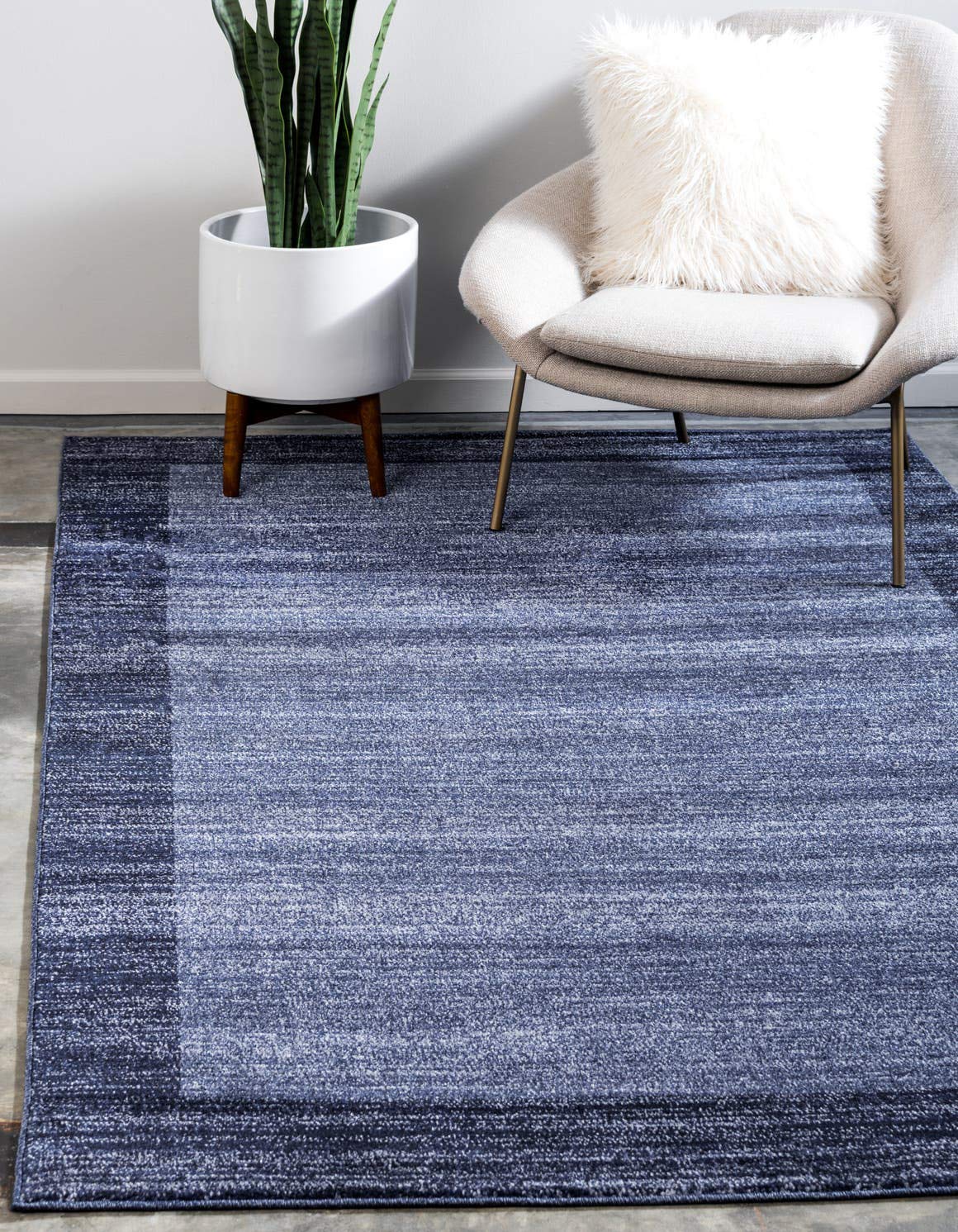 Unique Loom Del Mar Collection Area Rug - Abigail (9' x 12' Rectangle, Navy Blue/ Blue)