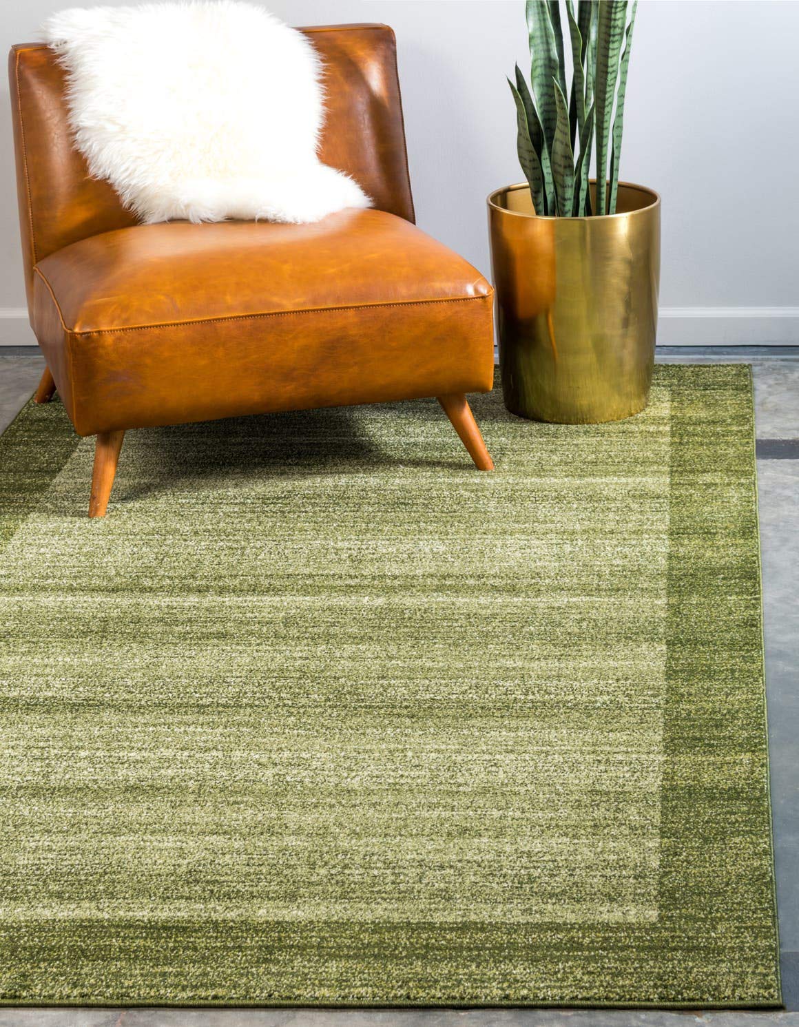 Unique Loom Del Mar Collection Area Rug - Abigail (5' 3" x 8' Rectangle, Light Green/ Ivory)