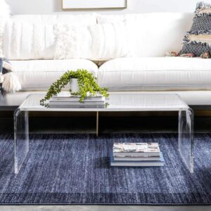 Unique Loom Del Mar Collection Area Rug - Abigail (9' x 12' Rectangle, Navy Blue/ Blue)