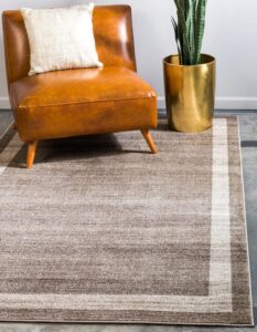 unique loom del mar collection area rug - maria (7' 1" x 10' rectangle, light brown/ ivory)