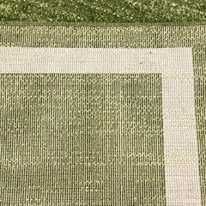 Unique Loom Del Mar Collection Area Rug - Maria (2' 7" x 10' Runner, Green/ Ivory)