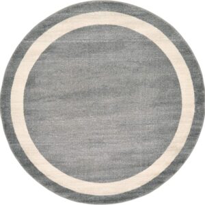 Unique Loom Del Mar Collection Area Rug - Maria (6' 1" Round, Gray/ Ivory)