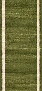 Unique Loom Del Mar Collection Area Rug - Maria (2' 7" x 10' Runner, Green/ Ivory)