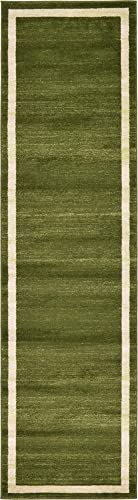 Unique Loom Del Mar Collection Area Rug - Maria (2' 7" x 10' Runner, Green/ Ivory)