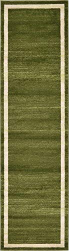 Unique Loom Del Mar Collection Area Rug - Maria (2' 7" x 10' Runner, Green/ Ivory)