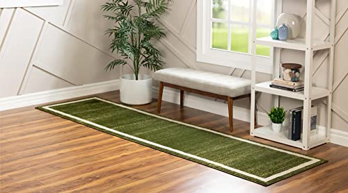 Unique Loom Del Mar Collection Area Rug - Maria (2' 7" x 10' Runner, Green/ Ivory)