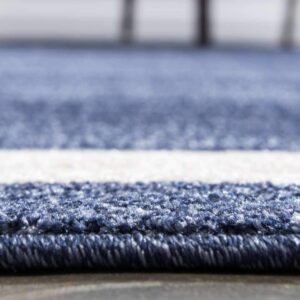 Unique Loom Del Mar Collection Area Rug - Maria (2' 7" x 10' Runner, Navy Blue/ Ivory)