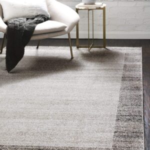 Unique Loom Del Mar Collection Area Rug - Abigail (9' x 12' Rectangle, Light Gray/ Black)