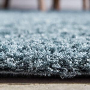 Unique Loom Studio Solid Shag Collection Urban Modern Super Soft & Plush Area Rug, 5 ft x 8 ft, Slate Blue