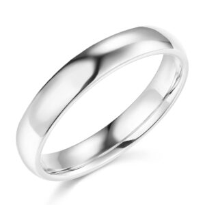 Wellingsale 14k White Gold Solid 4mm Comfort Fit Traditional Wedding Band Ring - Size 6.5