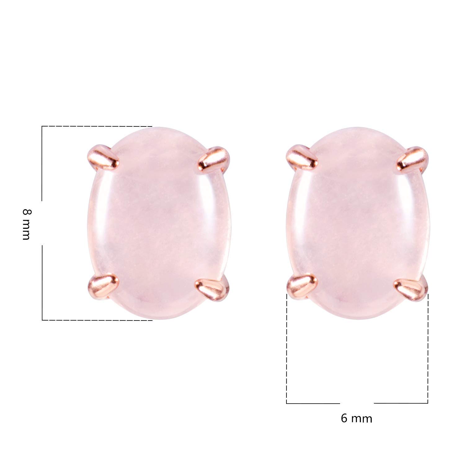 Rose Quartz Stud Earrings in Sterling Silver and 14K Rose Gold Plated