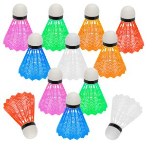 Hysagtek 12 Pcs Plastic Badminton Shuttlecocks Badminton Birdie Indoor Outdoor Sport Training Badminton Birds for Ball Training Exercise Gym Fitness Game, Random Color