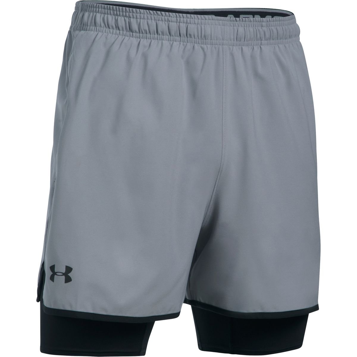 Under Armour Men's Qualifier 2-in-1 Shorts, Steel (035)/Black, XX-Large