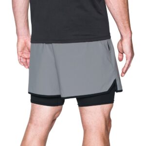 Under Armour Men's Qualifier 2-in-1 Shorts, Steel (035)/Black, XX-Large