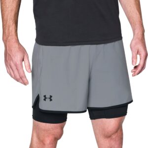 Under Armour Men's Qualifier 2-in-1 Shorts, Steel (035)/Black, XX-Large