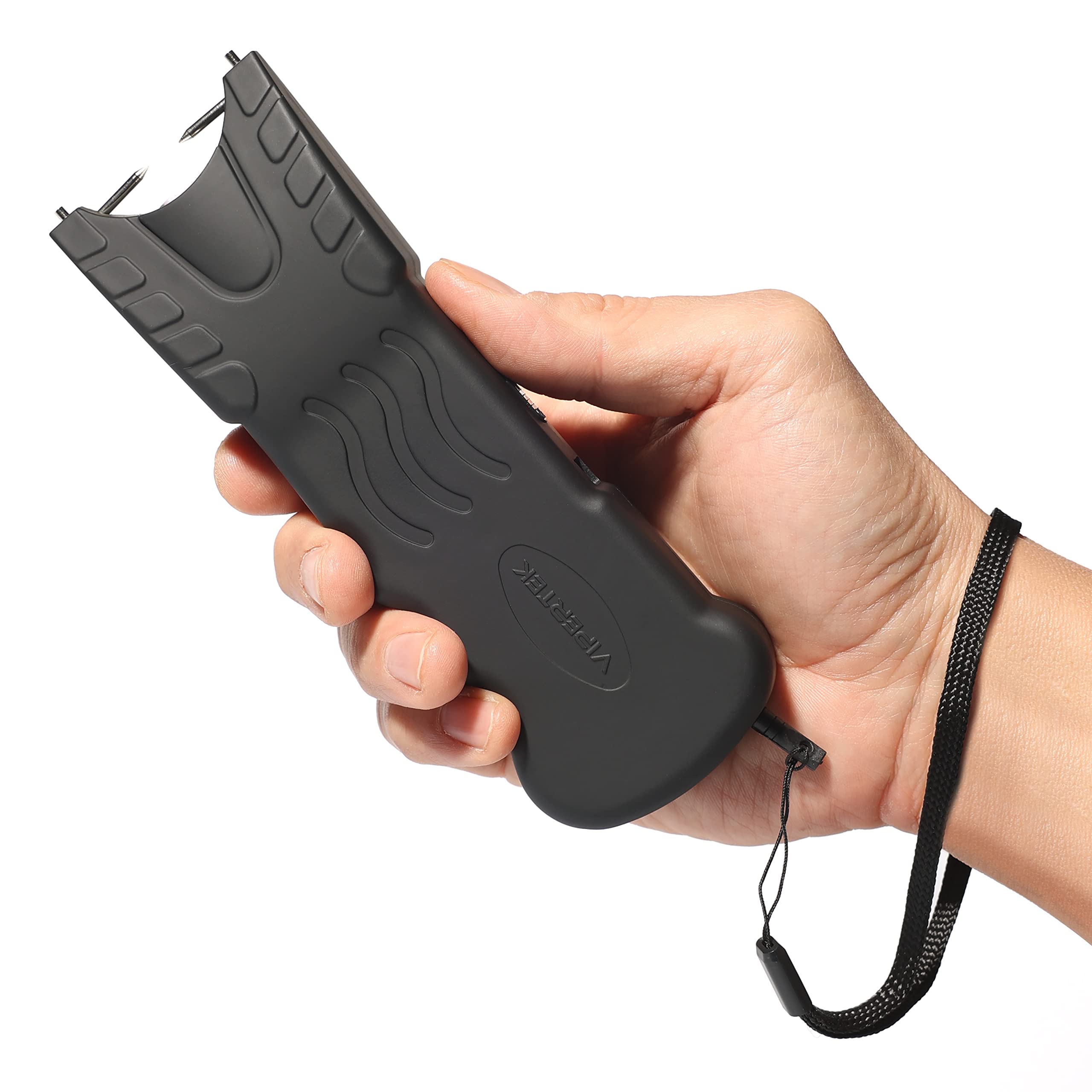 VIPERTEK Stun Gun with Safety Disable Pin LED Flashlight, Black