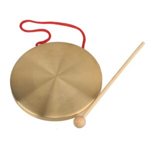 yibuy 15.5cm brass instruments copper cymbals opera gong with round play hammer drumstick