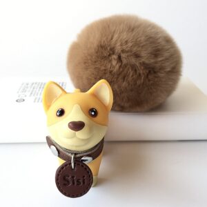 DomeStar Cute Dog Key Chain, Shiba Inu Keyring Keychain for Boys Girls Kids Children Adults, Super Adorable Dog Key Ring