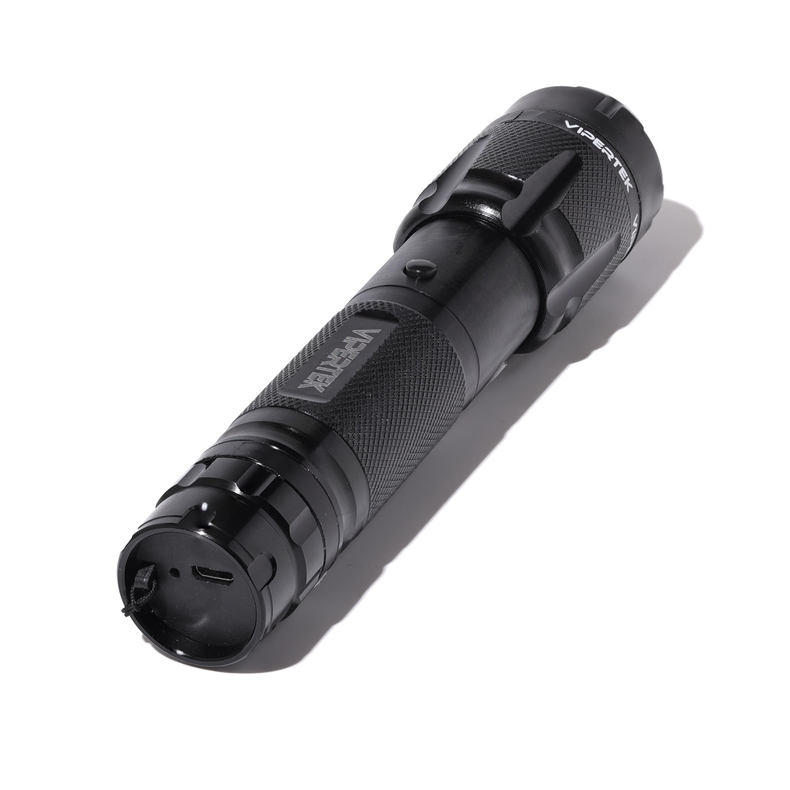 VIPERTEK VTS-T03 Aluminum Stun Gun for Self Defense Rechargeable with LED Flashlight, Black