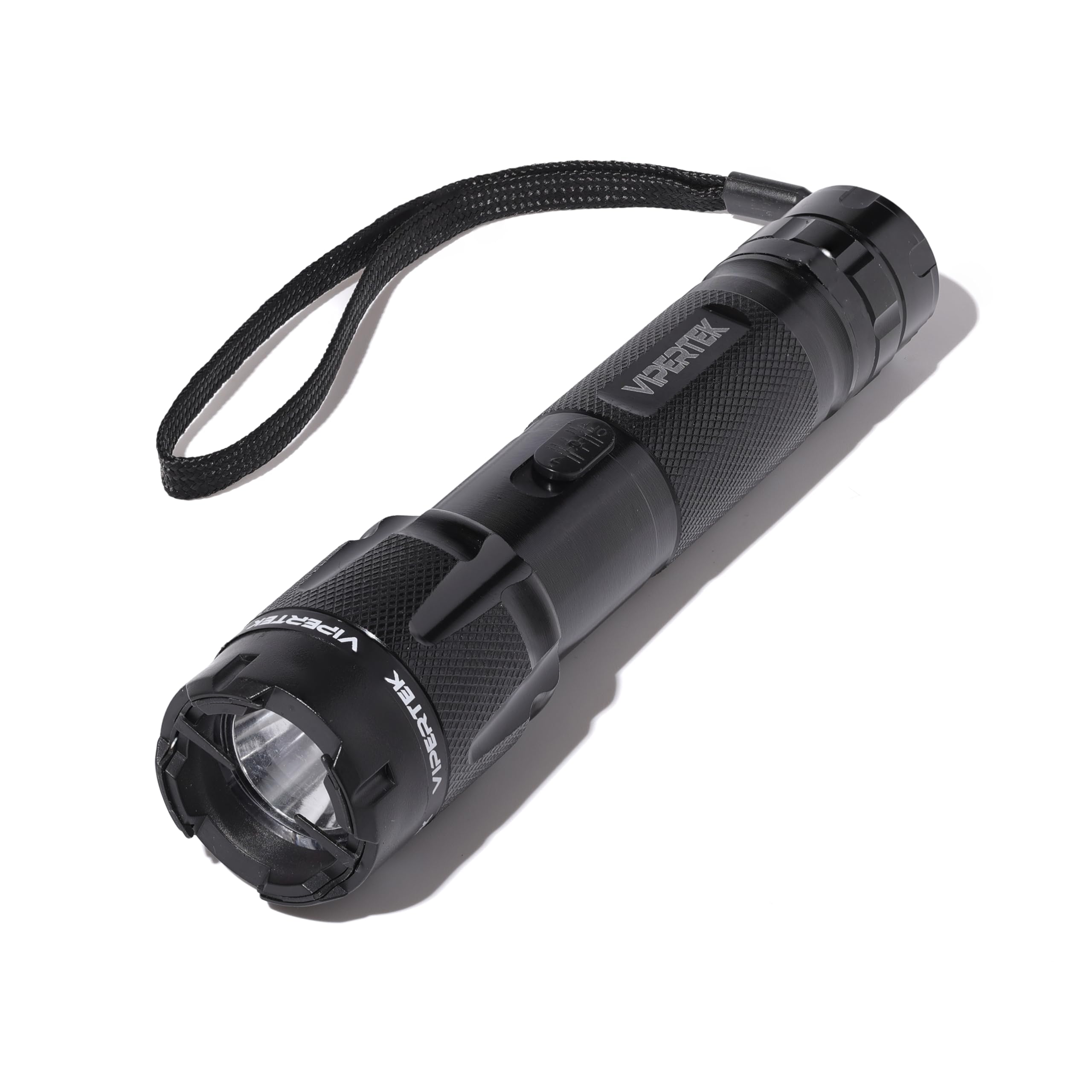 VIPERTEK VTS-T03 Aluminum Stun Gun for Self Defense Rechargeable with LED Flashlight, Black