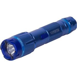 vipertek vts-t03 aluminum stun gun for self defense rechargeable with led flashlight, blue