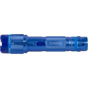 VIPERTEK VTS-T03 Aluminum Stun Gun for Self Defense Rechargeable with LED Flashlight, Blue