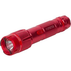 vipertek vts-t03 aluminum stun gun for self defense rechargeable with led flashlight, red