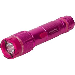 vipertek vts-t03 aluminum stun gun for self defense rechargeable with led flashlight, pink