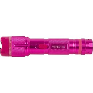 VIPERTEK VTS-T03 Aluminum Stun Gun for Self Defense Rechargeable with LED Flashlight, Pink