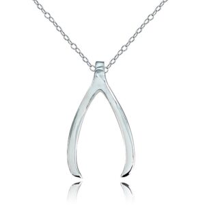 Hoops & Loops Sterling Silver Polished Wishbone Pendant Necklace