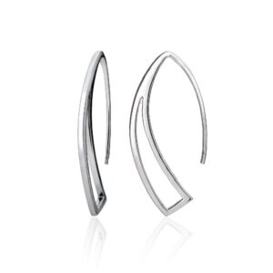 Hoops & Loops Sterling Silver Geometric Polished Hook Earrings