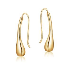 Hoops & Loops Yellow Gold Flash Sterling Silver Teardrop Polished Hook Earrings