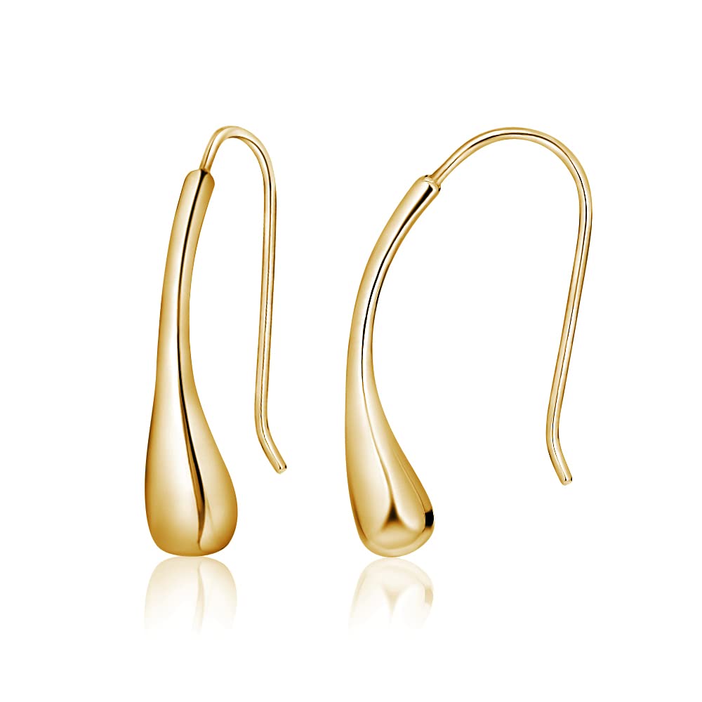 Hoops & Loops Yellow Gold Flash Sterling Silver Teardrop Polished Hook Earrings