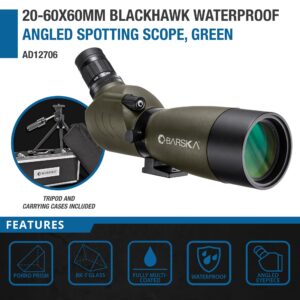 20-60x60 Blackhawk Spotting Scope, Green, Angled