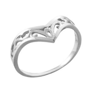 Modern Contemporary Rings Fine 925 Sterling Silver Filigree Chevron Ring for Women (Size 9)