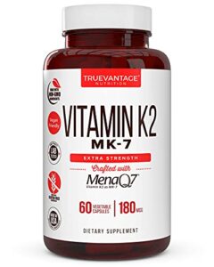 vitamin k2 mk-7 supplement 180mcg -vitamin k2 supports bone & heart health for cardiovascular calcium absorption from arteries- 60 easy to swallow vegetable caps of menaq7 k2 mk7