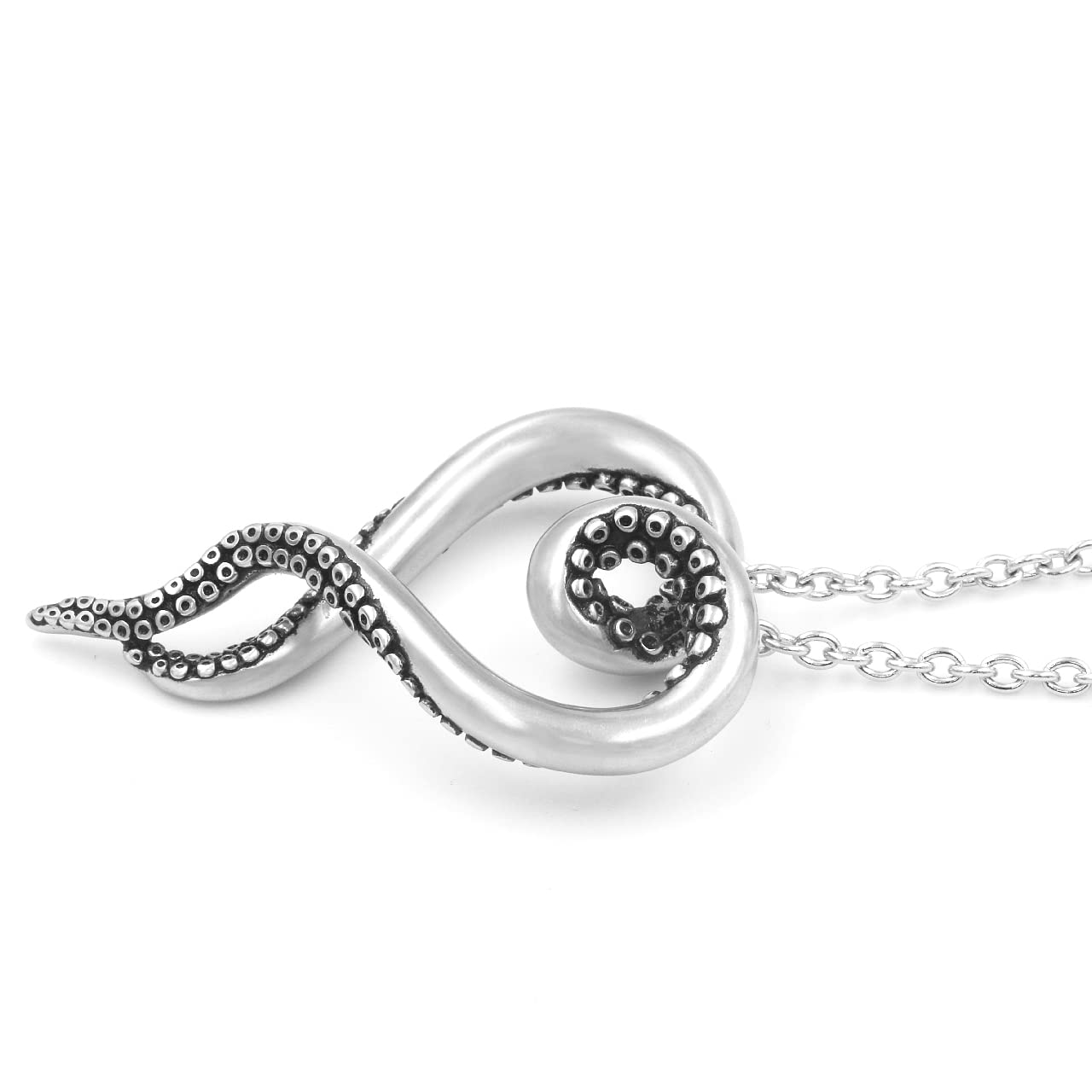 Controse Women's Silver-Toned Heart Shaped Stainless Steel Sea Lover Octopus Necklace 31"