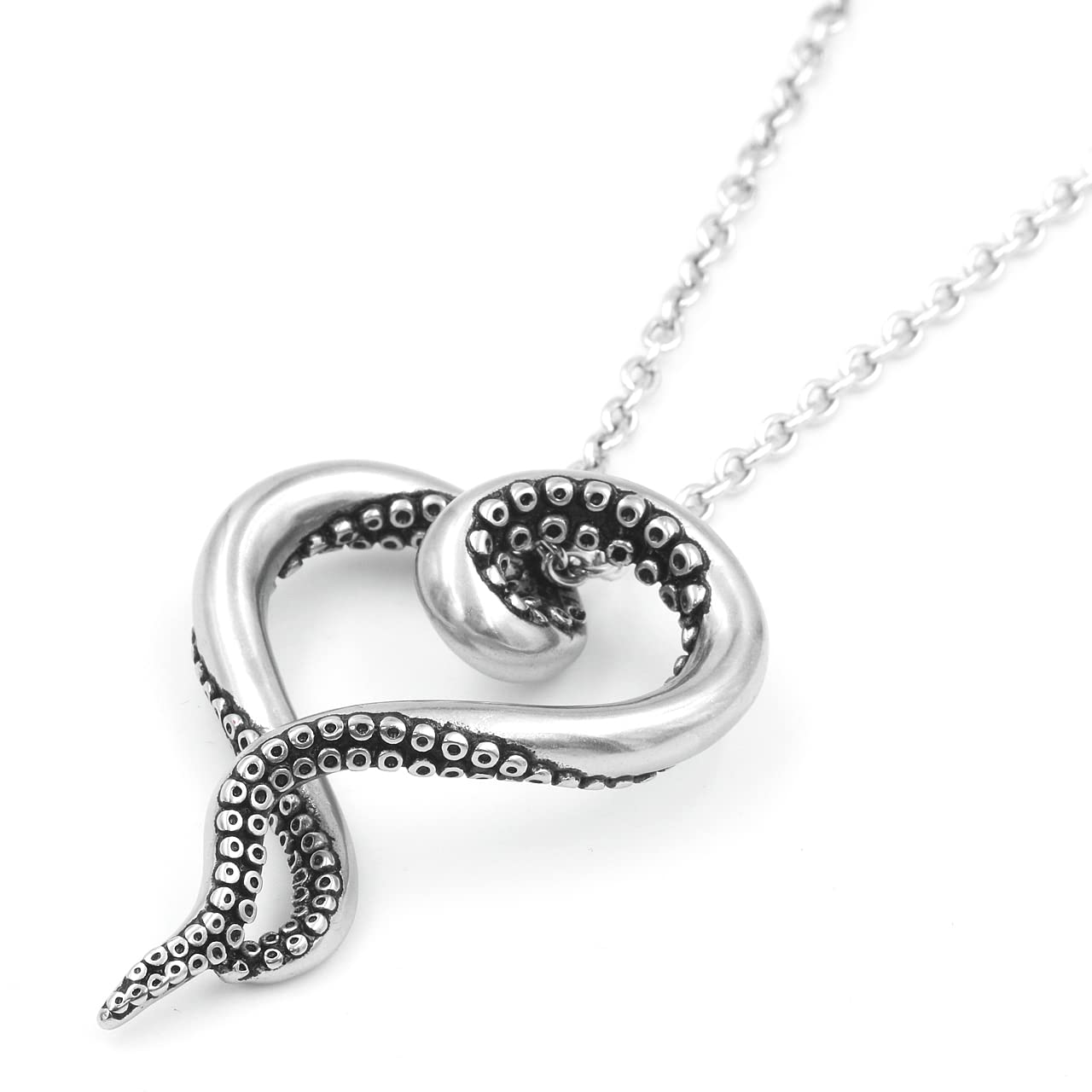 Controse Women's Silver-Toned Heart Shaped Stainless Steel Sea Lover Octopus Necklace 31"