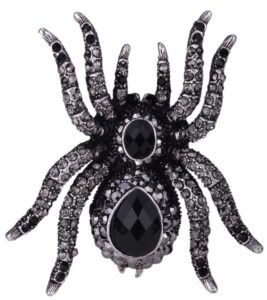 yacq women's spider stretch rings fit finger size 6.5 to 9 - elastic soft band perfect for arthritis - silk scarf holders - lead & nickle free - 2-1/4 x 2-1/4 inches - halloween costume accessories