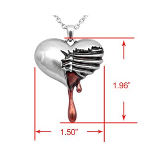 Controse Silver-Toned Stainless Steel Bleeding Heart Necklace with Pendant (17" - 19" Adjustable Chain)