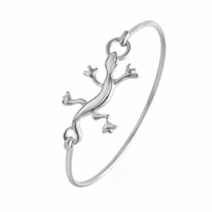 NOUMANDA Fashion Animal Gecko Bangle 3 Colors Openable Hook Bracelet Bangle Jewellery (silver color)